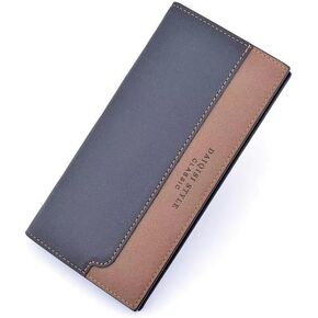 Men's minimalist wallet, long money clip, anti magnetic fashion splicing, thin youth soft leather multi card clip, change storage, card bag, identification storage