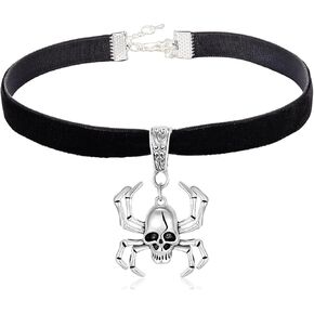 Spider Skull Black Choker Necklaces for Woman Black Velvet Choker Necklace for Women Halloween Jewelry Adjustable