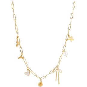 Charm Necklace for Women Shell Necklace 14K Gold Plated Starfish Pearl Heart Pendant Summer Beach Necklace Ocean Jewelry Gifts