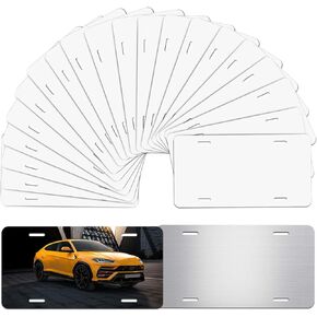4 Pack Sublimation License Plate Blanks, 0.65mm Heat Thermal Transfer Sheet DIY Picture Sublimation Blank, Sublimation Blank License Plate, Metal Aluminum Car Tag (White)
