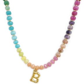 Personalized Colorful Beaded Initial Necklaces for Women Boho Summer Beach Stone Letter Choker Necklace