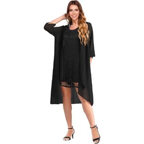 2 Piece Women's Formal Dress Chiffon Mother of The Bride Dresses Cardigan Gowns Evening Dresses with Jacket