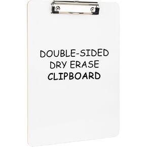 Dry Erase Wood Clipboard, Hardboard Clip Board 8.5x11 for Classroom, Students, Kid, A4 Clipboards Size 9" x 12.5",Double-Sided White Board, with Low Profile Clip, Office & School Supply.