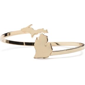 Stone Armory Gold Plated Brass Michigan Wrap Bracelet for Women | State of Michigan Jewelry | Michigan Adjustable Wrap Bracelet | Perfect Upper Peninsula Michigan Gift