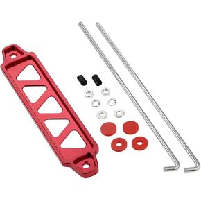 Mtsooning Battery Hold Down Bracket,Aluminum Alloy Silver Battery Tie Down Mount Bracket Kit with 10in J Bolts,Universal Battery Tray for Car Battery Mount Bracket Hold Lock Accessories