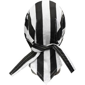 Danbanna Deluxe Prison Uniform Convict Black White Stripe the Clink Skull Cap Bandanna Durag Doo Rag Headwrap