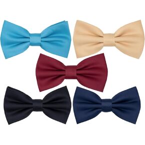 5 Pieces Pre-Tied Men's Bow Ties Adjustable Formal Bow tie Classic Solid Color Bowties For Men