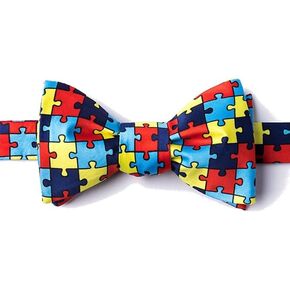 Men's Help Spread Autism Awareness Puzzle Symbol Butterfly Self Tie Bow Tie