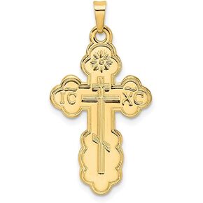 Diamond2Deal 14K Yellow Gold Polished Eastern Orthodox Solid Cross Pendant