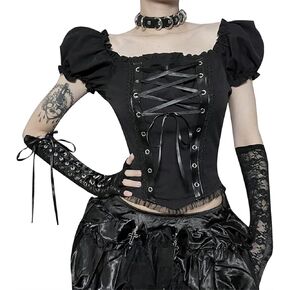 Goth Punk Crop Top for Teen Gils or Women Grunge Gothic Emo Shirts Y2k