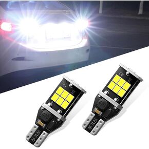 2 قطعة سيارة T15 عكس الضوء، 2835-15SMD شرائح عالية السطوع فلاش فك ضوء الفرامل، استبدال لمبة تبديد الحرارة القوية، ملحقات الإضاءة العالمية للسيارات (أبيض) in Kuwait