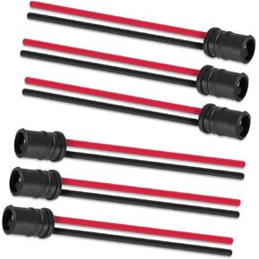 6 PCS Car T10 Instrument Bulb Socket, 12961 Round Mouth Rubber Lamp Holder Wiring Harness Connector, Stable Connection Pre-Wired Extension Harness Adapter, Universal for Cars (Black & Red)