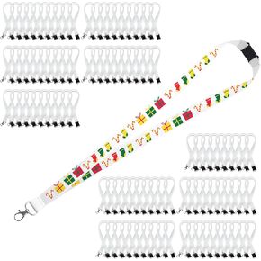100 Pack Sublimation Lanyards Blank Bulk White Sublimation Lanyards with Detachable Buckles Neck Lanyards Heat Transfer Lanyard for ID Badge Holder Keychain as Christmas Gifts 2.0