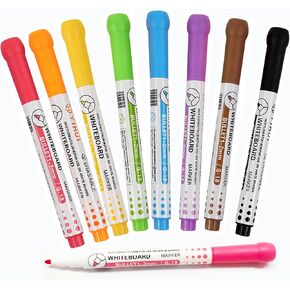 Dry Erase Markers, Whiteboard Markers, Fine Tip, Washable, Bold Vivid Colored, Assorted Colors, 8 Pack Cute Thin for White Board, Calender, Windows