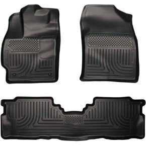Husky Liners Weatherbeater Floor Mats | Fits 2012 - 2017 Toyota Prius V | Front & 2nd Row, 3-pc Black - 98911