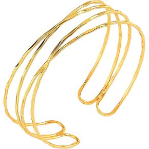 Minimalist Arm Cuff - Gold Arm Cuff Upper Arm,Adjustable Arm Bracelet Upper Arm,Dainty Upper Arm Cuff,Layered Arm Bangle Armband Armlet Jewelry for Women Girls Teens Bride, Wedding Birthday Gift