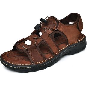 OKKO Mens Leather Sandals Athletic Fisherman Sandal Casual Summer Shoes for Men Outdoor Adventures Beach Water Activities Zapatos de playa
