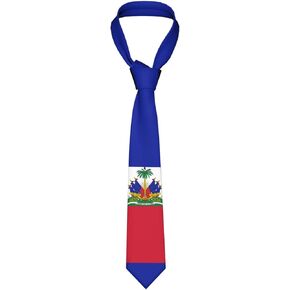 Men Gentleman Luxury Novelty Polyester Haiti Flag Textile Ties Elegant Slim Neckties For Business Wedding Prom Party
