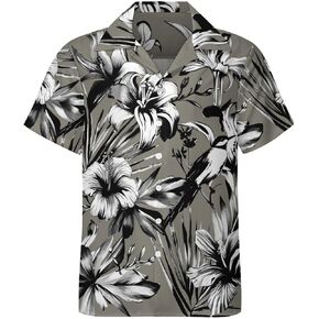 Hawaiian Shirts for Men Short Sleeve Casual Beach Shirt Button Down Shirt Summer Tropical Floral Shirts