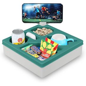 Couch Caddy with Rotatable Phone Holder,Couch Cup Holder Tray for Bed Sofa Organizer,Waterproof Couch Drink Holder, Bed Cup Holder,Ideal for Snacks, Beverage, Remote, Cellphone(Dark gray)