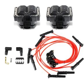 2PCS FD487 Ignition Coils Pack & 8PCS Spark Plug Wires Set Compatible with Ford Mercury Lincoln Contour F150 Escort Explorer Mustang Ranger Town Car Mark VIII 4.6L V8