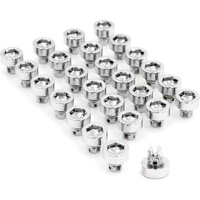 RTRHINOTUNING 50PCS Chrome Silver Wheel Rim Lip Rivets Nuts of 7.5mm/0.3in Hole Replacement Plastic Rivets
