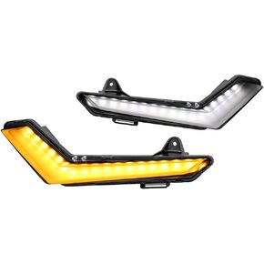 SAUTVS Upgraded LED Turn Signal Daytime Running Lights for Defender Commander, Front DRL Fang Lights Yellow Flashing Lights for Can Am Defender & Defender Max 2020+ / Commander 2021+ Accessories(2PCS)