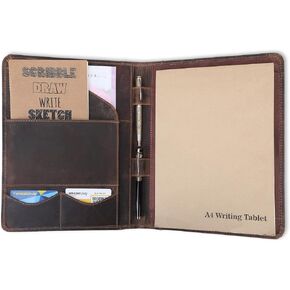 A4 Padfolio, Document Padfolio, Leather Padfolio, Leather Document File Padfolio, Slim Portfolio for Letter Size Notepad (8.5x11inches), A4 Document File, Leather File Folder (Tan)
