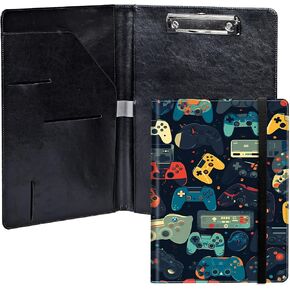 Lion PU Leather Padfolio Clipboard Notepad with Pen Loop and Elastic Strap Interview/Resume Document Organizer for Business School Office