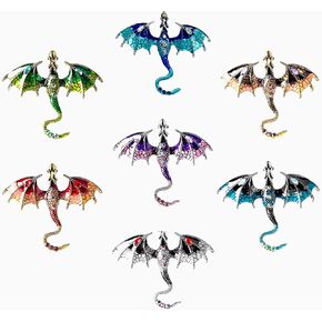 7pcs Enamel Alloy Diamond Pterodactyl Brooch, Shirt Sweater Set Jewelry, Suit Accessory Pin, Animal Badge Jewelry, Dragon Wear Jewelry，Wedding Party Gifts