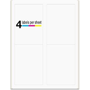 3-1/2" x 5", 4 Labels per Sheet, Laser/Inkjet Printers, Permanent Adhesive, White Matte (100 Labels/25 Sheets)