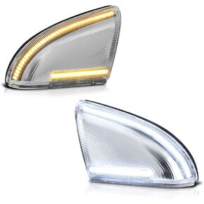 VIPMOTOZ Switchback Full White & Amber LED Side Mirror Turn Signal Light Puddle Lamp Assembly For 2009-2018 Compatible with Dodge RAM 1500 2500 3500 Classic Pickup Truck, Driver & Passenger Side