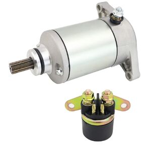 Starter Motor & Solenoid Relay for Suzuki QuadRunner 250 1987-2002, KingQuad 300 250 1991-2002, for Arctic CAT 250 300 1998-2005 31100-19B00 31100-19B11 31100-19B12 31100-19B20 410-54034