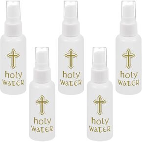 5Pcs Holy Water Bottles Small Spray Bottle Holy Water Empty Containers 2zo/60ml Holy Water Plastic Bottle for Christmas Halloween Thanksgiving Baptism Party Church