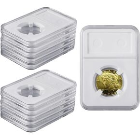 10 Packs 19mm Coin Slab Display Holder, Storage Case for NGC PCGS Grade Coin or US Mint Pennies, Clear Acrylic Cases for Coin Organize and Collection, Four-Point Fixation Coin Slab Capsules Protector