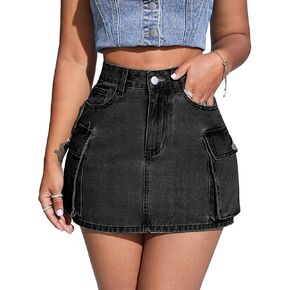 Low Waist Denim Skirts Jean Skirts with Pockets Y2K Mini Cargo Skirt Suitable for Women's Daily Leisure Travel