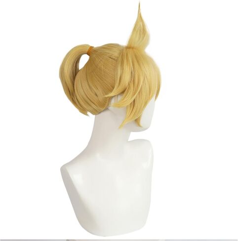 شعر مستعار JoneTing Kagamine Len [+ قبعة شعر مستعار] للرجال شعر مستعار قصير أشقر أصفر مموج ذيل حصان مع شعر مستعار أشقر أصفر شعر مستعار للرجال شعر مستعار أشقر قصير أصفر لحفلات الهالوين التنكرية in Kuwait