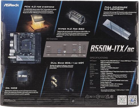 ASRock B550M-ITX/AC يدعم الجيل الثالث من معالجات AMD AM4 Ryzen™ / Future AMD Ryzen™ اللوحة الأم Mini ITX in Kuwait