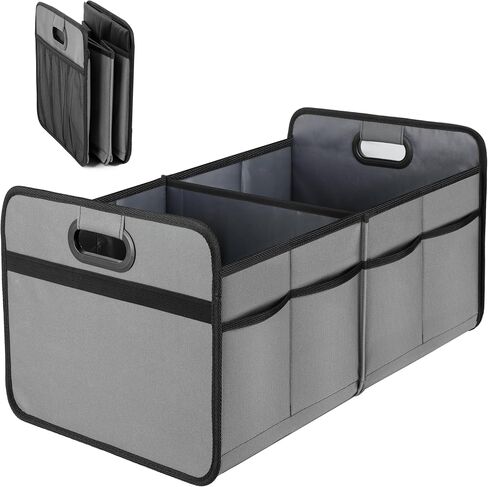 Simple Deluxe Trunk Organizer for Car/SUV/Truck, Collapsible 2 Compartment 50L Automotive Storage Box with 5 Pocket, 600D Waterproof Oxford Polyester, Anti-slip & Leak-proof, Red in Saudi Arabia
