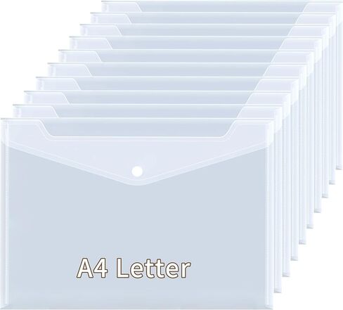 20 Pcs Clear Plastic Envelope with Snap Button Closure, Plastic Waterproof Envelope File Folder, Transparent Folders for Documents, Letter Size, A4 Size,Office Supplies (20) in Saudi Arabia