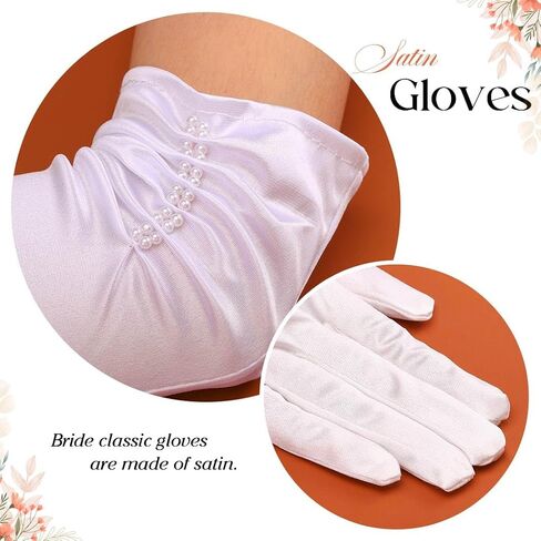Latious Long Opera Satin Gloves White Bride Wedding Gloves Elbow Length 1920s Prom Gloves for Women in Kuwait
