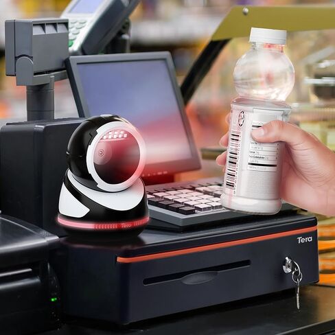 ماسح الباركود Tera متعدد الاتجاهات: الإصدار الاحترافي لسطح المكتب 1D 2D QR USB سلكي قابل للتعديل بزاوية التوصيل والتشغيل قارئ الرمز الشريطي لنقاط البيع سوبر ماركت متجر بيع بالتجزئة الدفع عبر الهاتف المحمول 9800 أبيض in Kuwait