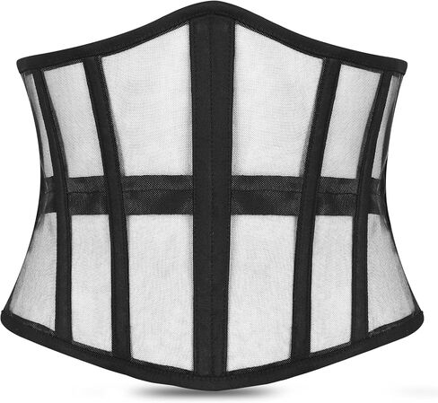 Mesh Corset Waist Trainer for Women, Lace Up Underbust Corset, Waist Cincher Shapewear Corset, Black Mesh Corsets in Saudi Arabia