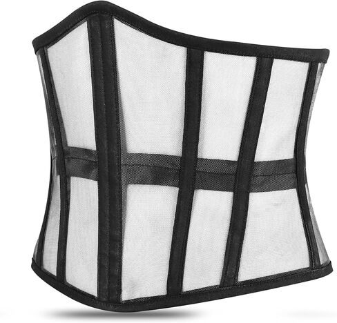 Mesh Corset Waist Trainer for Women, Lace Up Underbust Corset, Waist Cincher Shapewear Corset, Black Mesh Corsets in Saudi Arabia