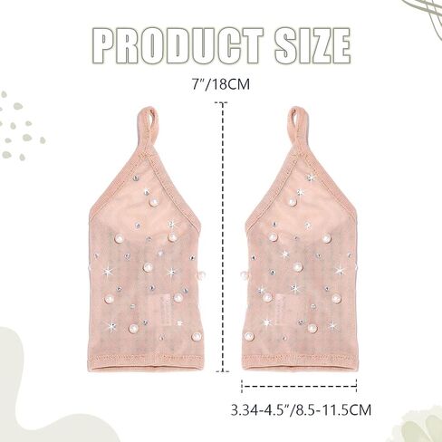 Glitter Rhinestones Fingerless Gloves Mesh Pearl Sheer Gloves Short Party Wrist Gloves for Women and Girls in Saudi Arabia