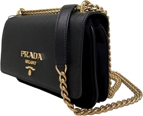 حقيبة برادا صغيرة من جلد سافيانو باللون الأسود مع حقيبة كروس بسلسلة ذهبية in Kuwait