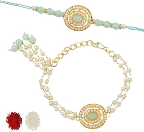 مجموعة كومبو لومبا راخي كومبو من آي جويلز راكشابهاندان الخاصة المرصعة باللؤلؤ بهيا بهابهي والمعلقة باللؤلؤ (R096-CO) in Kuwait