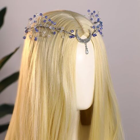 MOSTORY Crystal Fairy Crown Headband - Elf Circlet Elven Tiara Gothic Moon Headpiece for Renaissance Cosplay Photo Shoot in Saudi Arabia