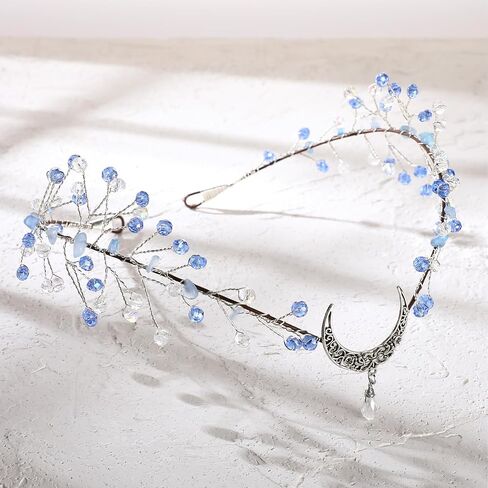 MOSTORY Crystal Fairy Crown Headband - Elf Circlet Elven Tiara Gothic Moon Headpiece for Renaissance Cosplay Photo Shoot in Saudi Arabia