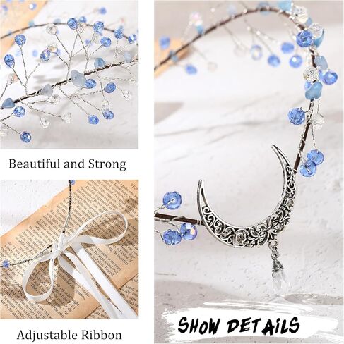 MOSTORY Crystal Fairy Crown Headband - Elf Circlet Elven Tiara Gothic Moon Headpiece for Renaissance Cosplay Photo Shoot in Saudi Arabia